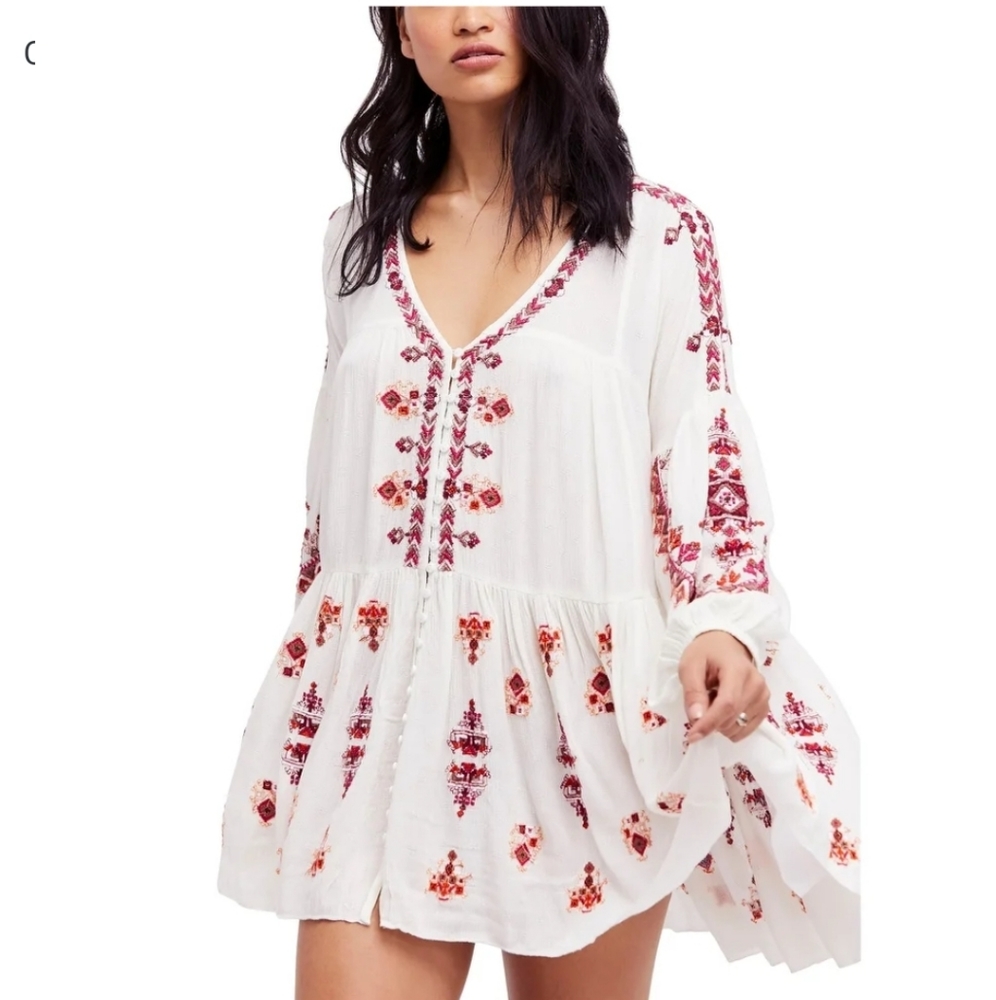 Free People White Arianna Tunic Top Large